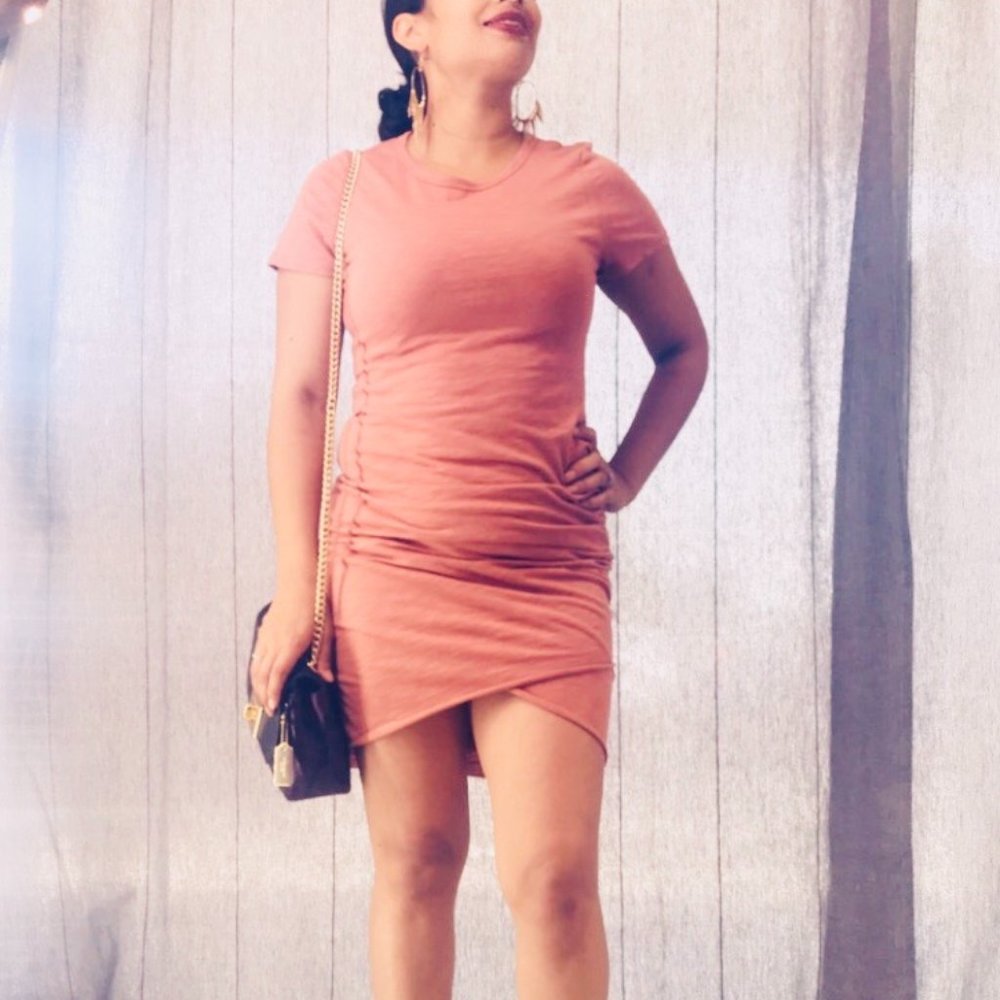Short Sleve Peach Dress